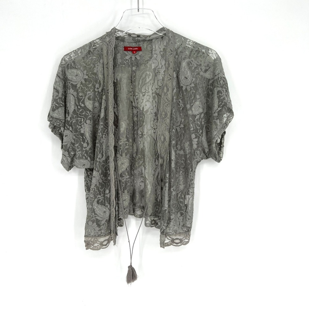 Santoori Cardigan Womens S Gray Lace Whimsigoth‎ Y2K Paisley Fairy